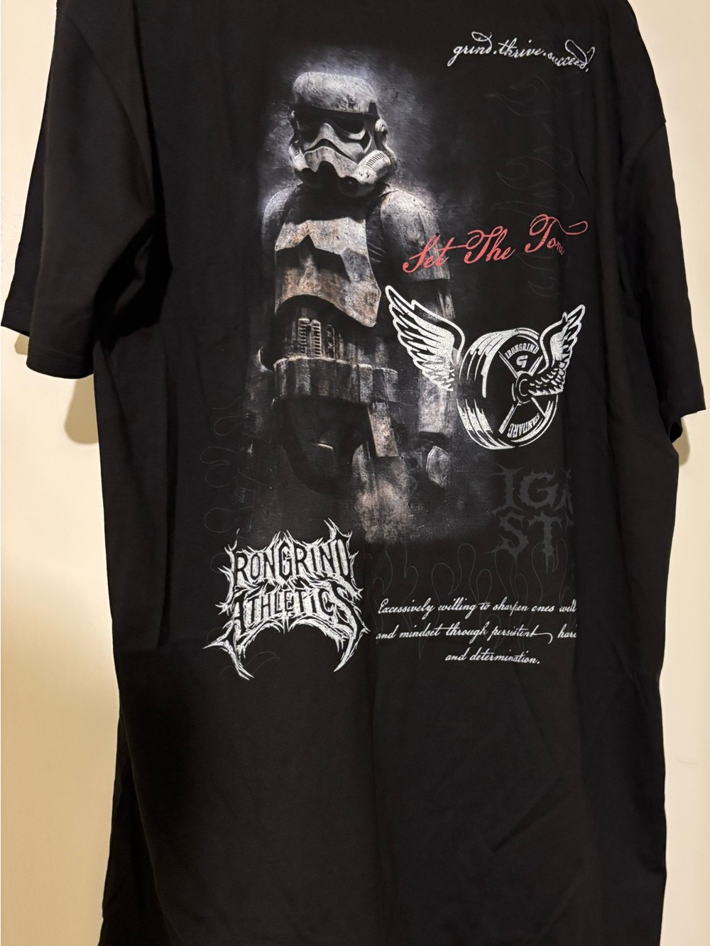 Black Graphic Short Sleeve Men's Tee with Stormtrooper Motif